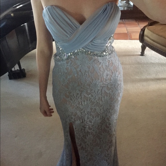 Pale Blue Sequined-Lace Formal/ Prom Dress - Picture 6 of 7